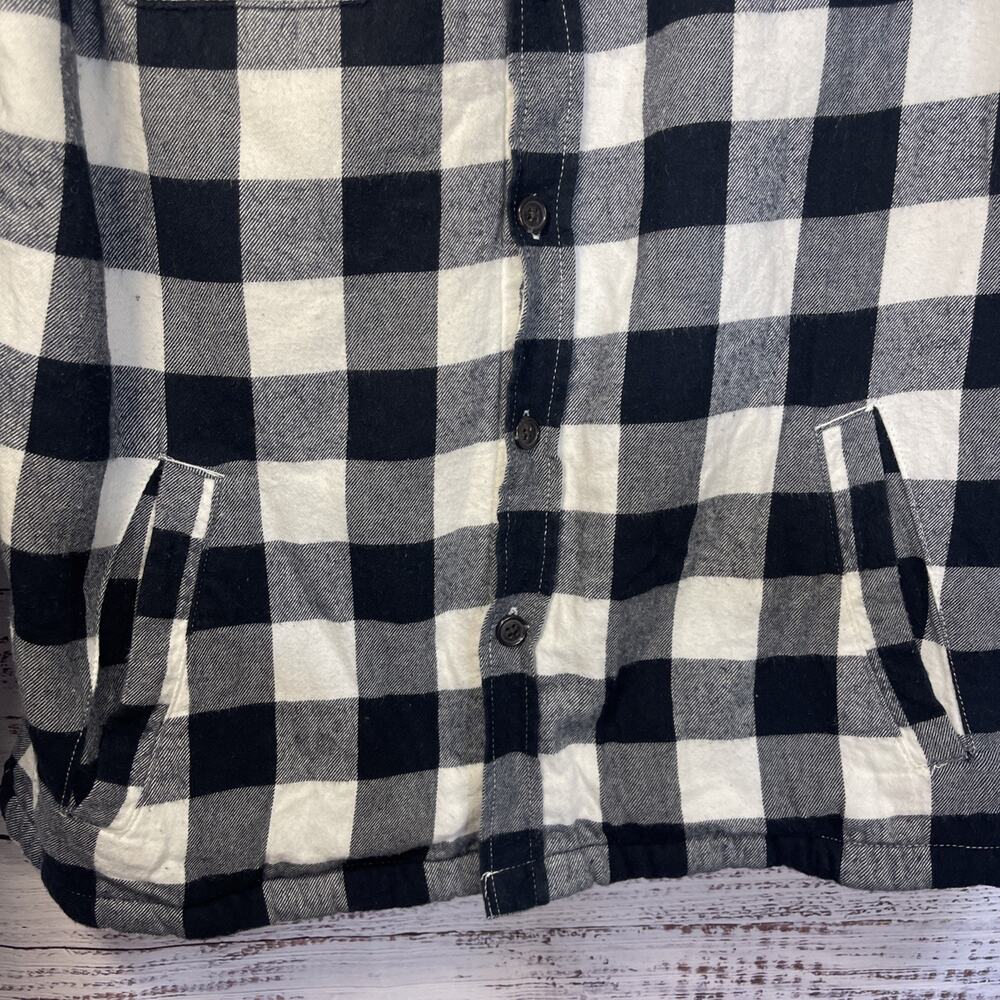 Lands End Plaid Gorpcore Flannel Sherpa Lined Button Down Shirt Large - Picture 4 of 8